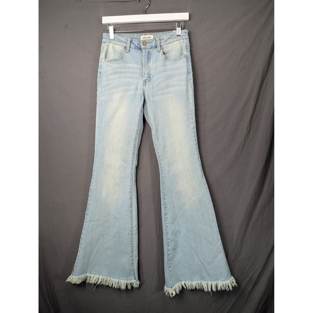 Black Label Light Wash High Rise Frayed Hem Flare Jeans Size 5/26